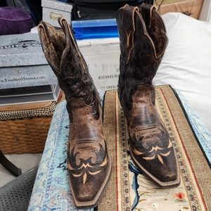 Ariat brown embossed western boots